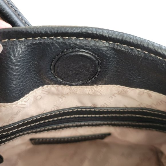 Tignanello Logo Black Purse Handbag Shoulder Bag Silver Hardware PD038 - Picture 13 of 16